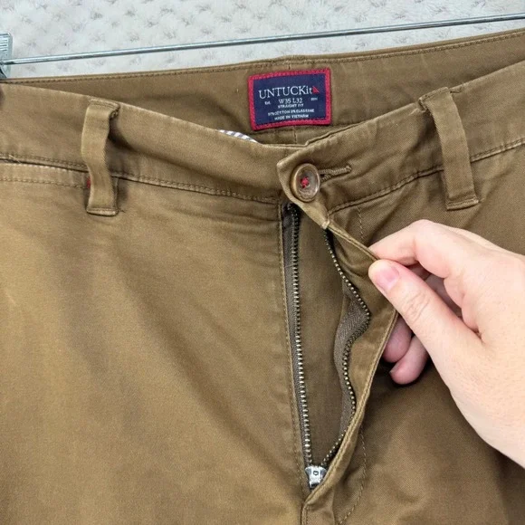 UNTUCKit St Clair Chinos Khaki Brown Mens W35 L32 Cotton Blend Pants - Picture 6 of 9